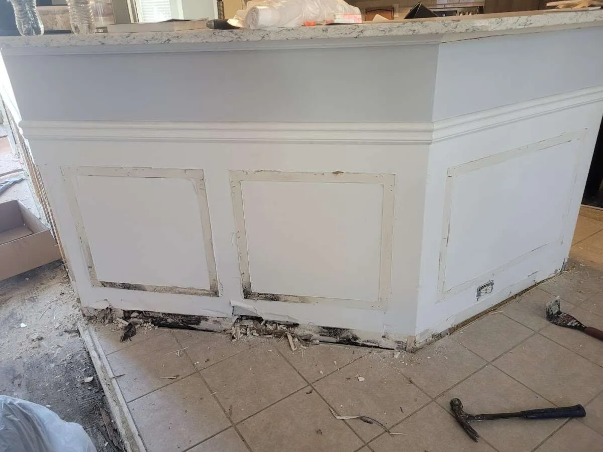 Water damage and mold on kitchen during Storm Damage Restoration in West Haven